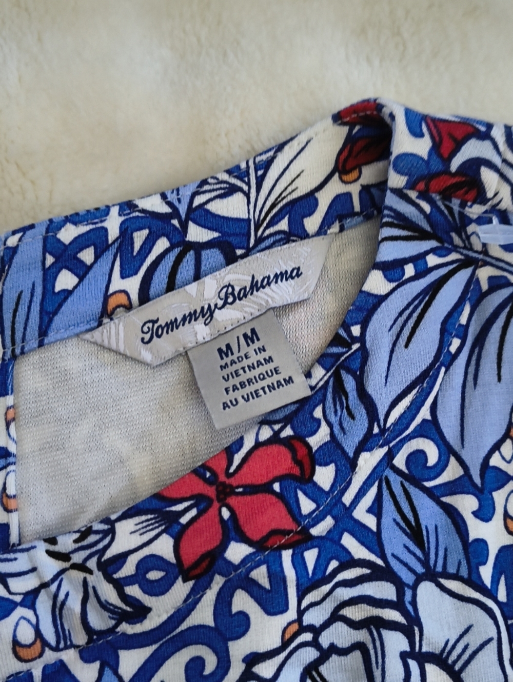 Tommy Bahama Darcy Geo Garden Flounce Dress Floral Ponte Shift Blue Size Medium - Picture 4 of 5